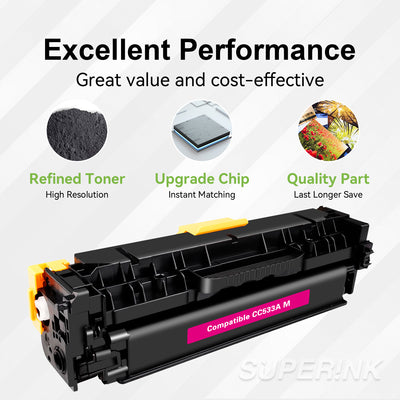 Compatible HP CC533A (304A) Magenta Toner Cartridge By Superink