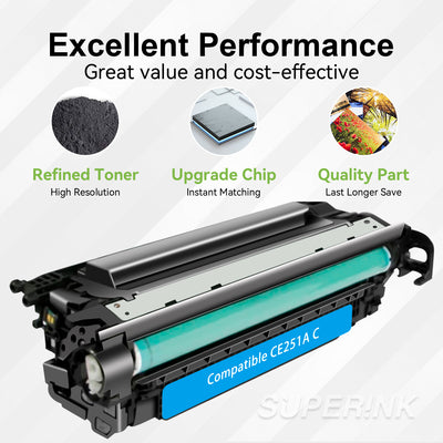 Compatible CE251A HP 504A Cyan Toner Cartridge By Superink
