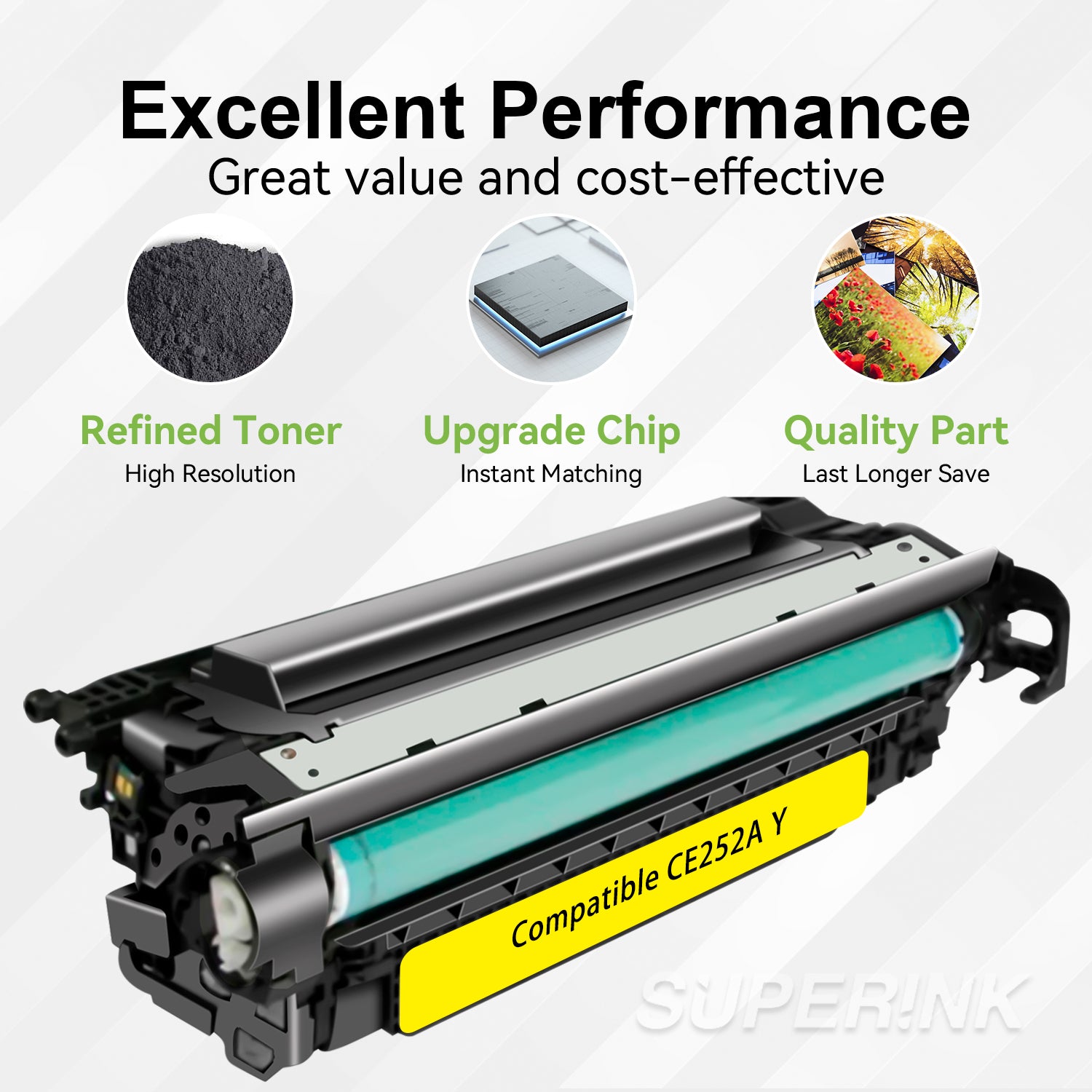 Cartouche de toner jaune compatible CE252A HP 504A par Superink