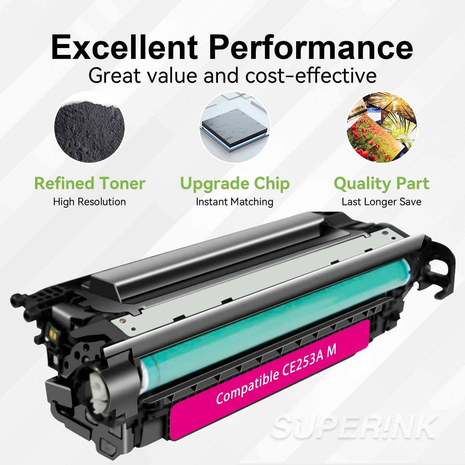 Cartouche de toner magenta CE253A HP 504A compatible par Superink