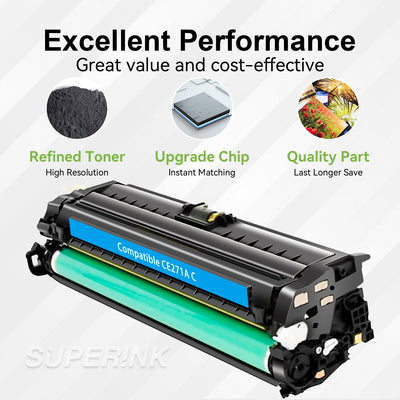 Compatible CE271A Cyan Toner Cartridge (HP 650A) By Superink