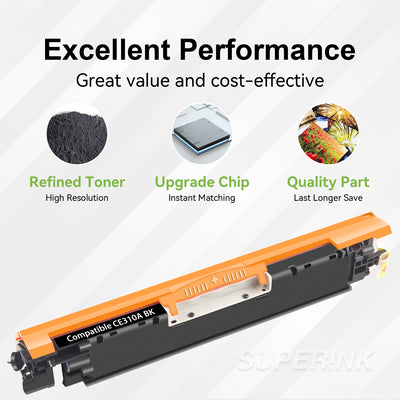 Compatible HP 126A / CE310A Black Toner Cartridge By Superink