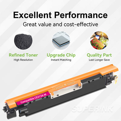 Compatible HP 126A  / CE313A Magenta Toner Cartridge By Superink