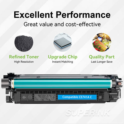 Cartouche de toner HP 307A, CE741A, Cyan compatible par Superink