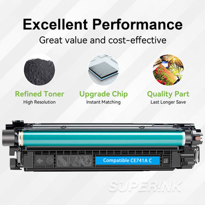 Compatible HP 307A,CE741A,Cyan Toner Cartridge By Superink