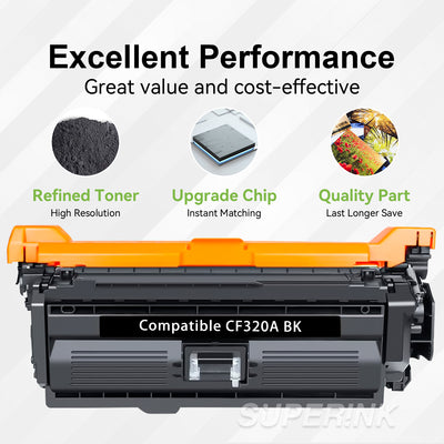 Compatible HP CF320A Toner Cartridge Black for M651 M680 By Superink