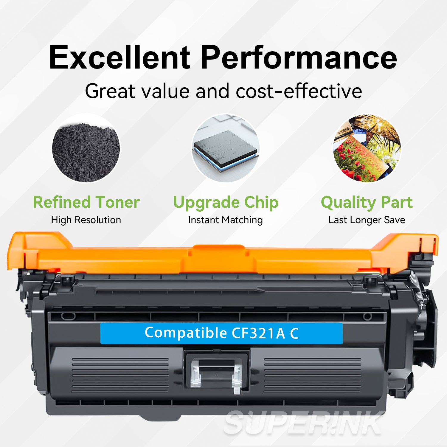 Cartouche toner HP CF321A Cyan compatible pour HP M680 par Superink