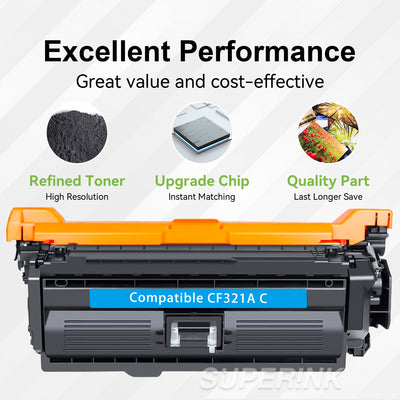 Compatible HP CF321A Toner Cartridge Cyan for HP M680 By Superink