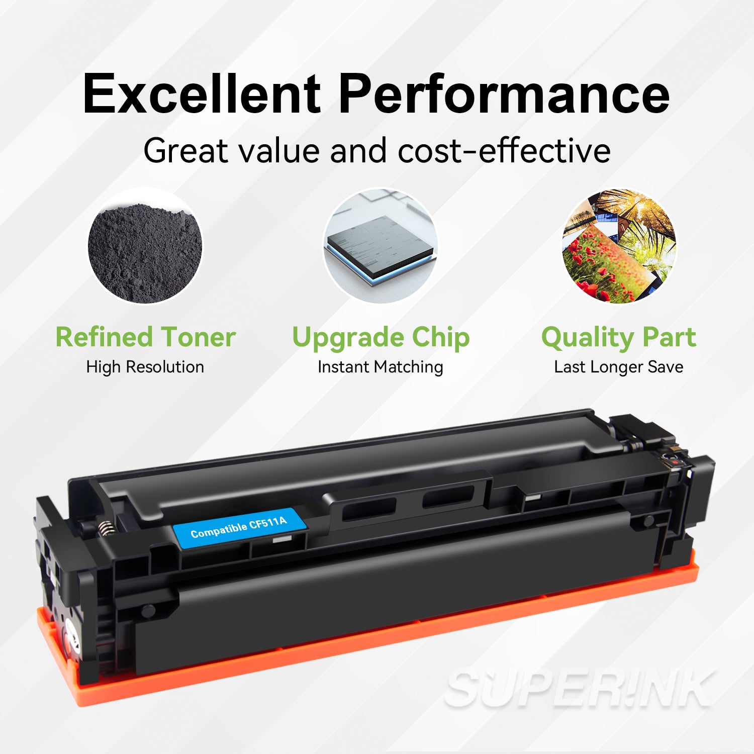 Cartouche de toner cyan HP CF511A (204A) compatible par Superink