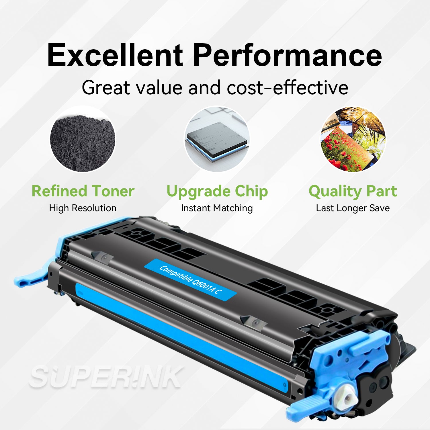 Compatible HP Q6001A Toner Cartridge Cyan By Superink