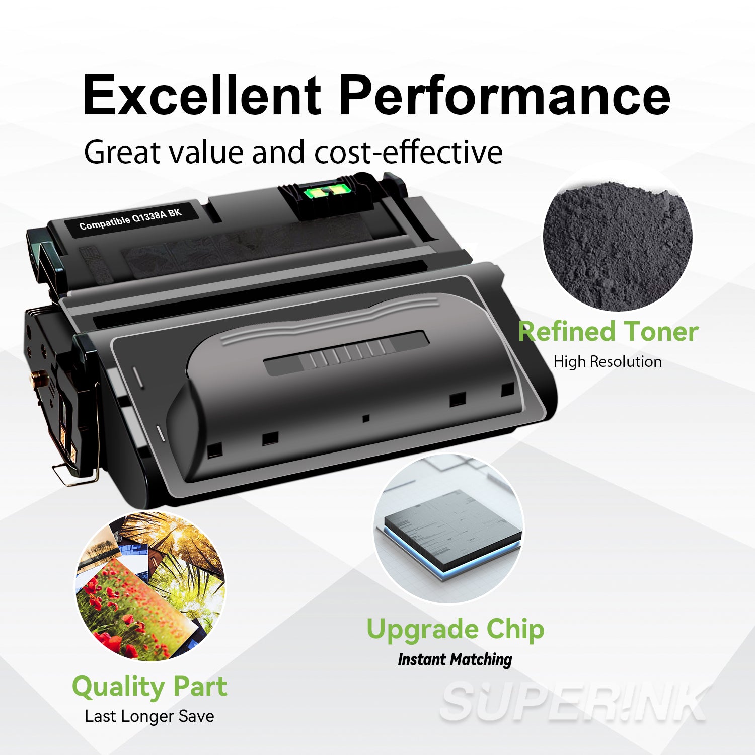 Cartouche de toner noir HP 38A (Q1338A) compatible par Superink