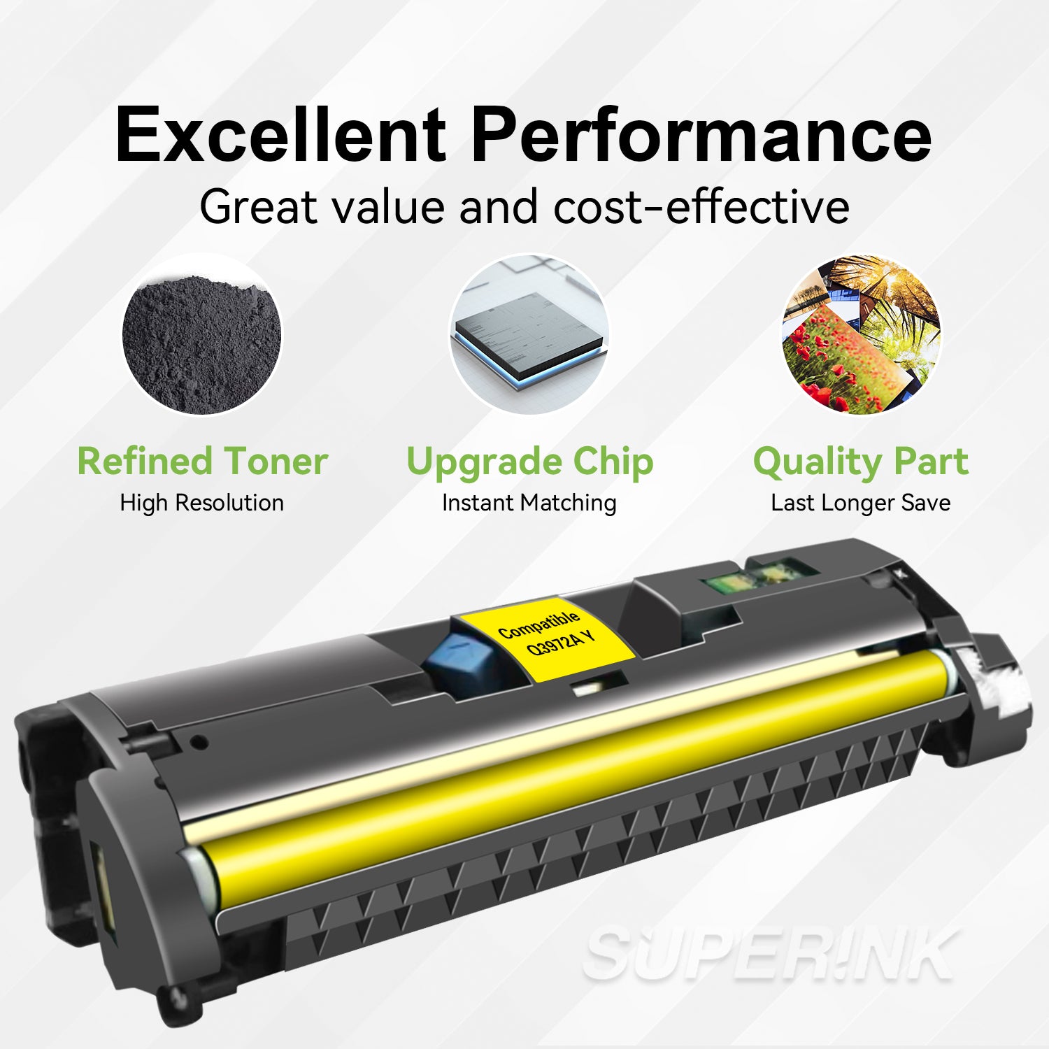 Compatible HP Q3972A Yellow Toner Cartridge (HP 123A) By Superink