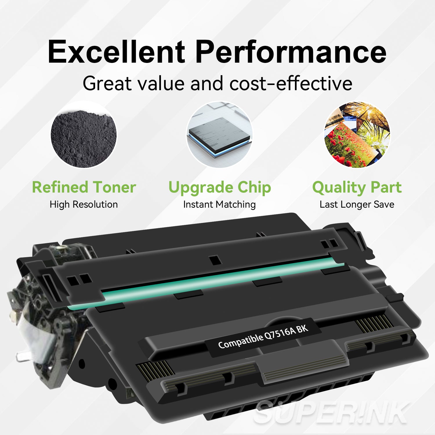 Compatible HP Q7516A Black Toner Cartridge By Superink