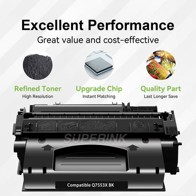 Cartouche de toner noir compatible HP 53X (Q7553X) par Superink