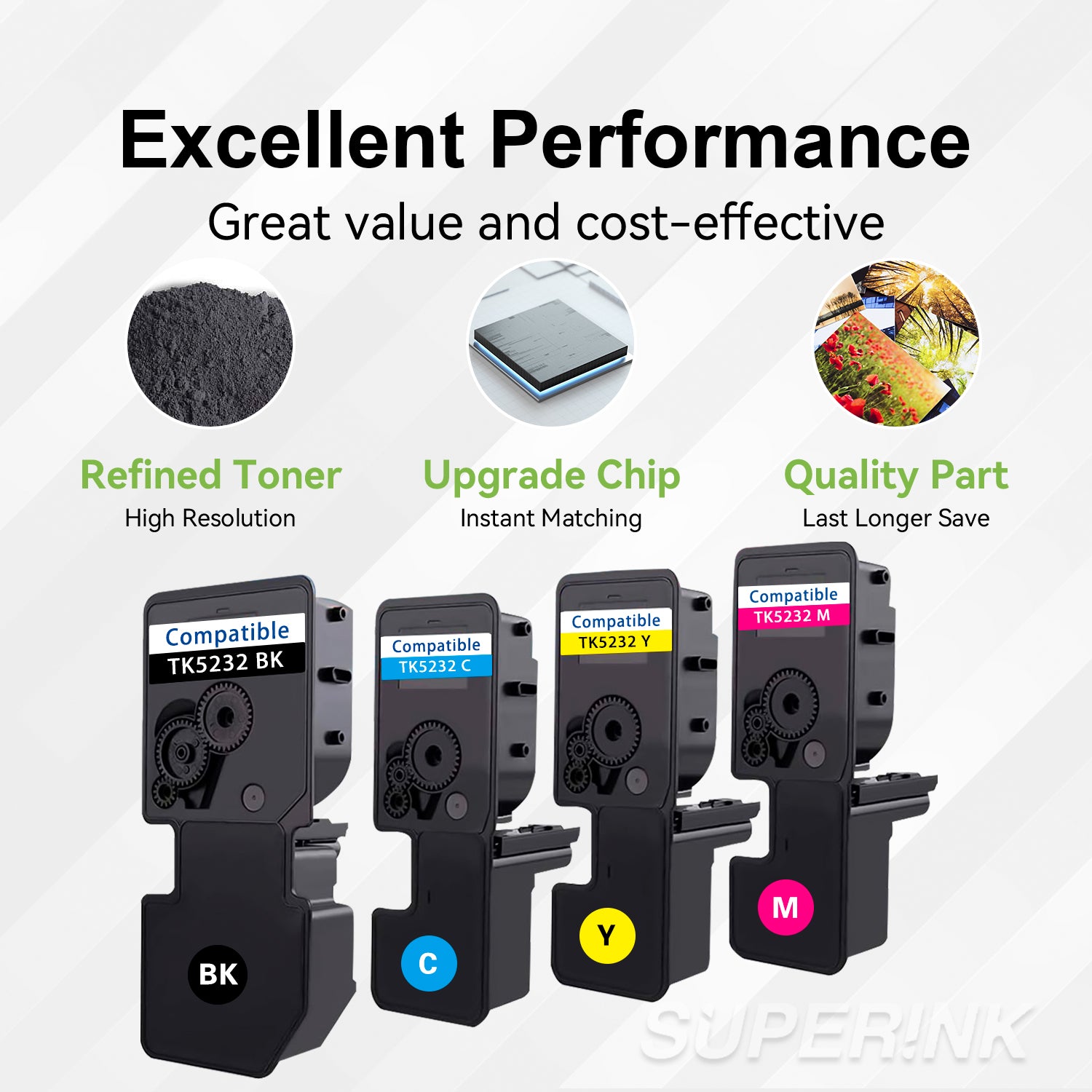 Compatible Kyocera TK5232 Combo toner cartridge BK/C/M/Y By Superink
