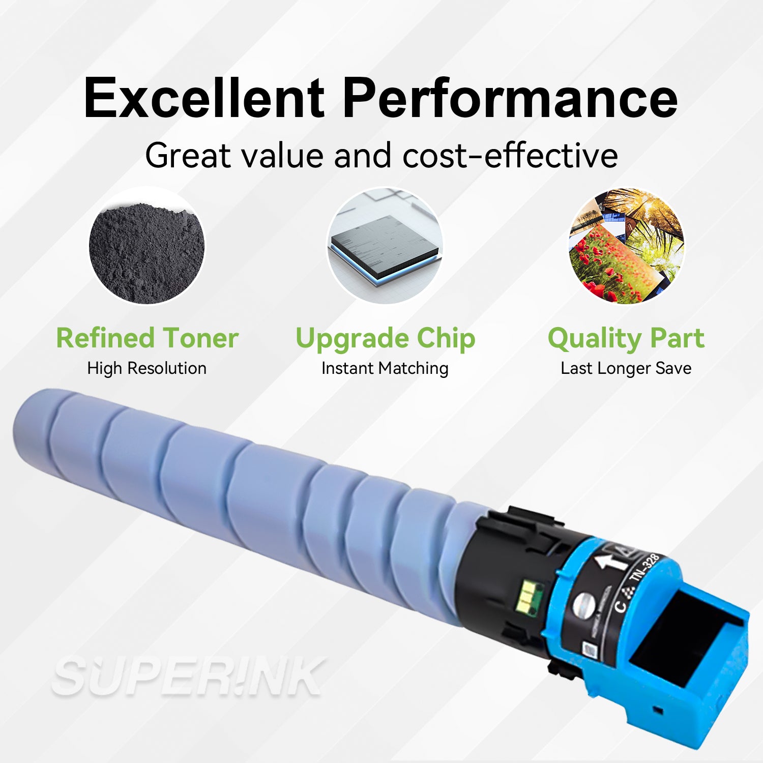 Compatible Konica Minolta TN-328C Cyan Toner Cartridge by Superink