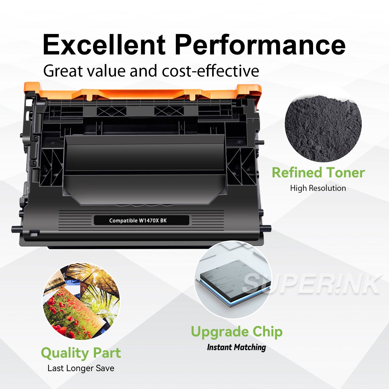 Compatible HP W1470X Black Toner Cartridge (WITH CHIP) by Superink