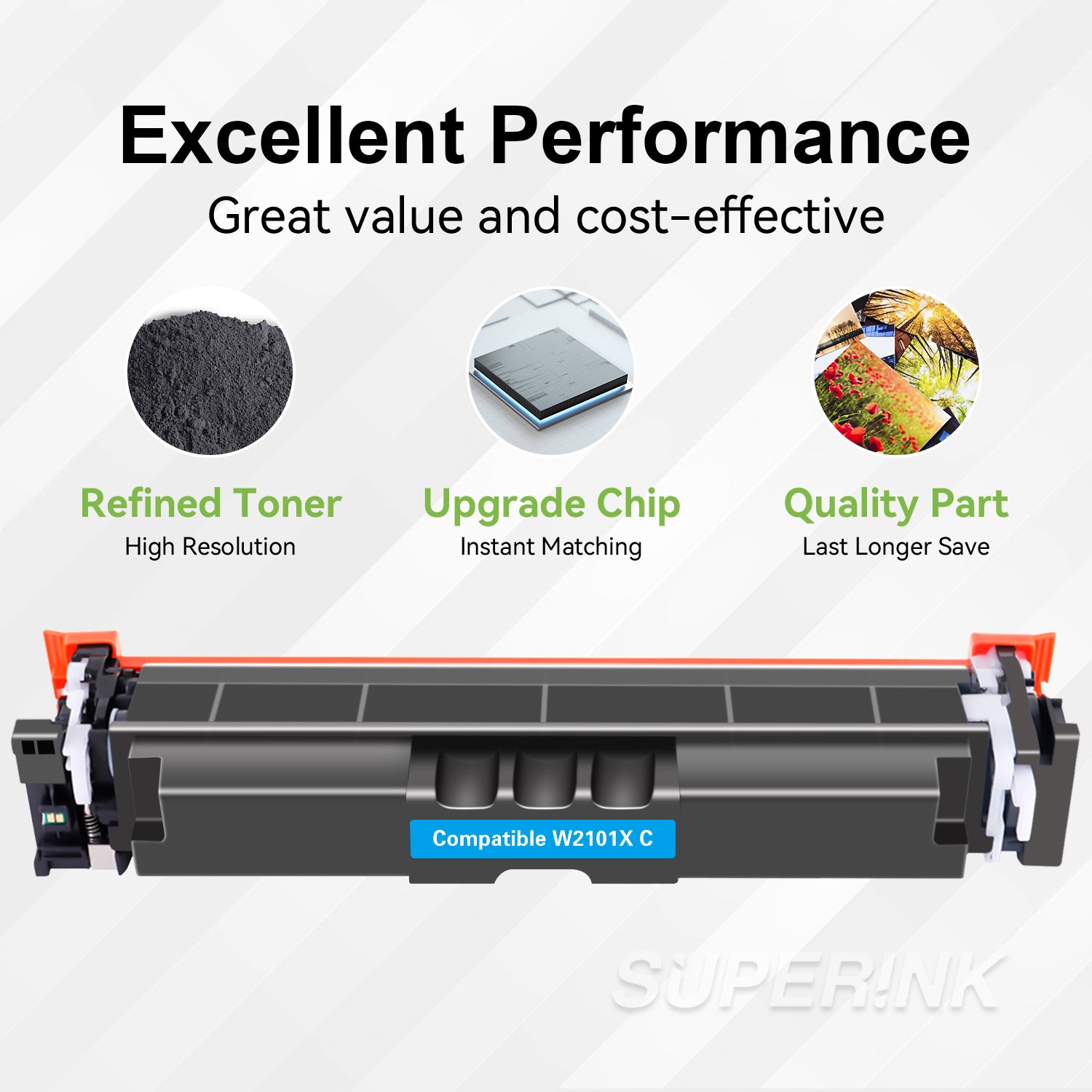 Compatible HP W2101X / 210X Cyan Toner By Superink