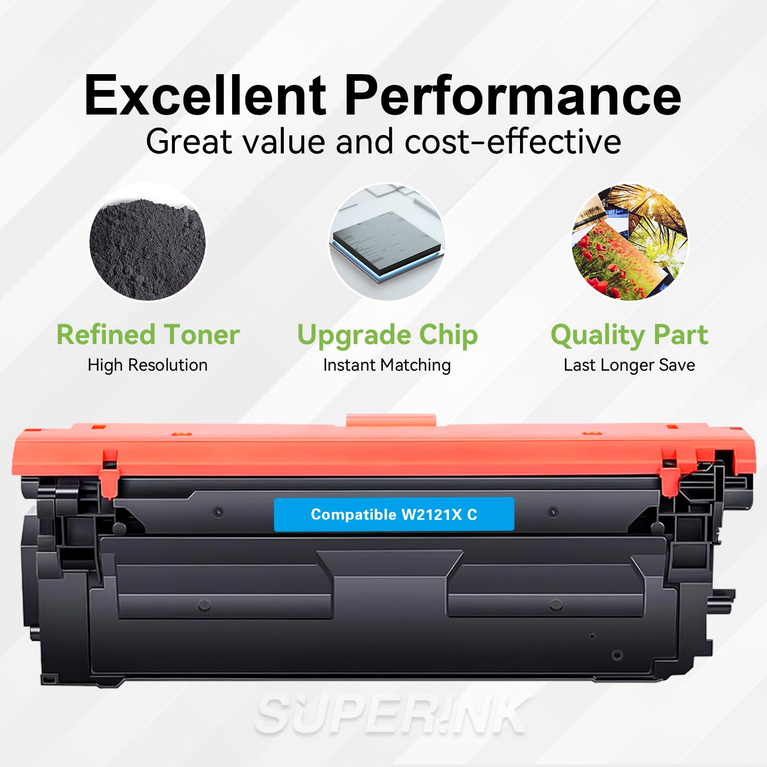 Compatible HP W2121X / 212X With Chip Cyan Toner By Superink