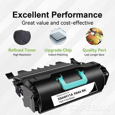 Cartouche de toner noir Lexmark X644H11A compatible par Superink