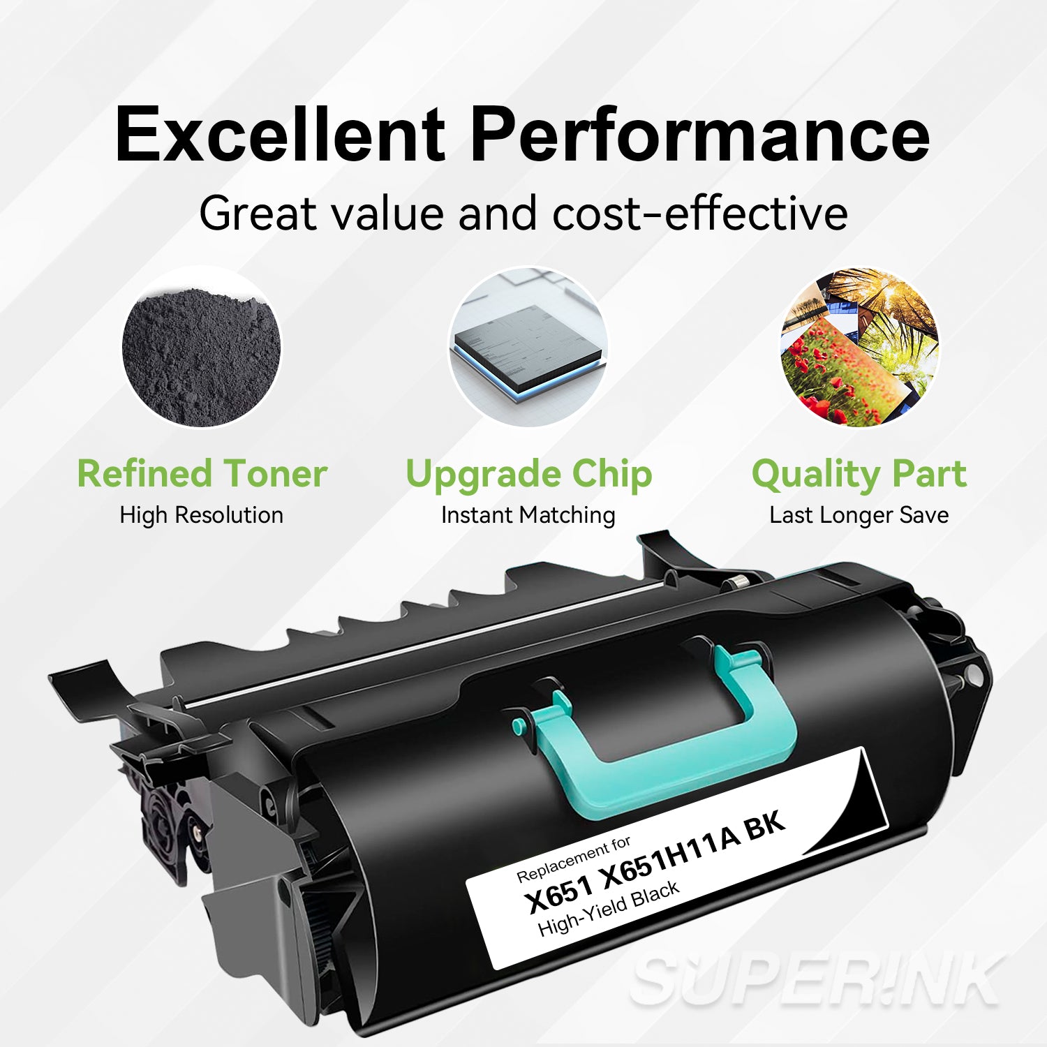 Compatible X651 Lexmark Black Toner Cartridge (X651H11A) By Superink