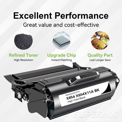 Compatible Lexmark X654 / X654X11A Cartouche de toner noir par Superink