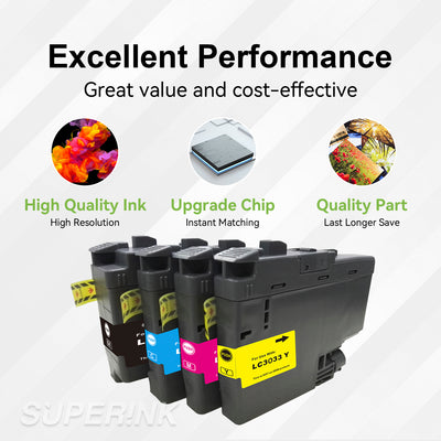 Compatible Brother LC3033 XXL Combo Ink Cartridge BK/C/M/Y by Superink