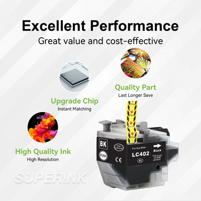 Compatible Brother LC402 Black Ink Cartridge High Yield by Superink