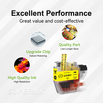 Compatible Brother LC401 Yellow Ink Cartridge High Yield by Superink