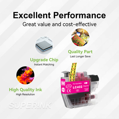 Compatible Brother LC402XL Magenta Ink Cartridge High Yield by Superink