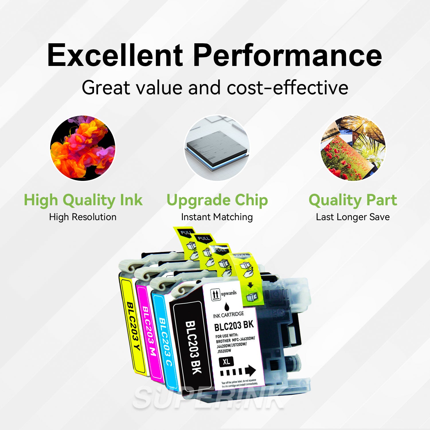 12-Pack Brother LC203 XL Compatible Ink Cartridges - For MFC-J485DW, J5520DW, J5720DW