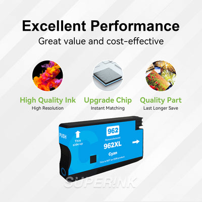 Compatible HP 962XL Cyan High Yield Ink Cartridge by Superink