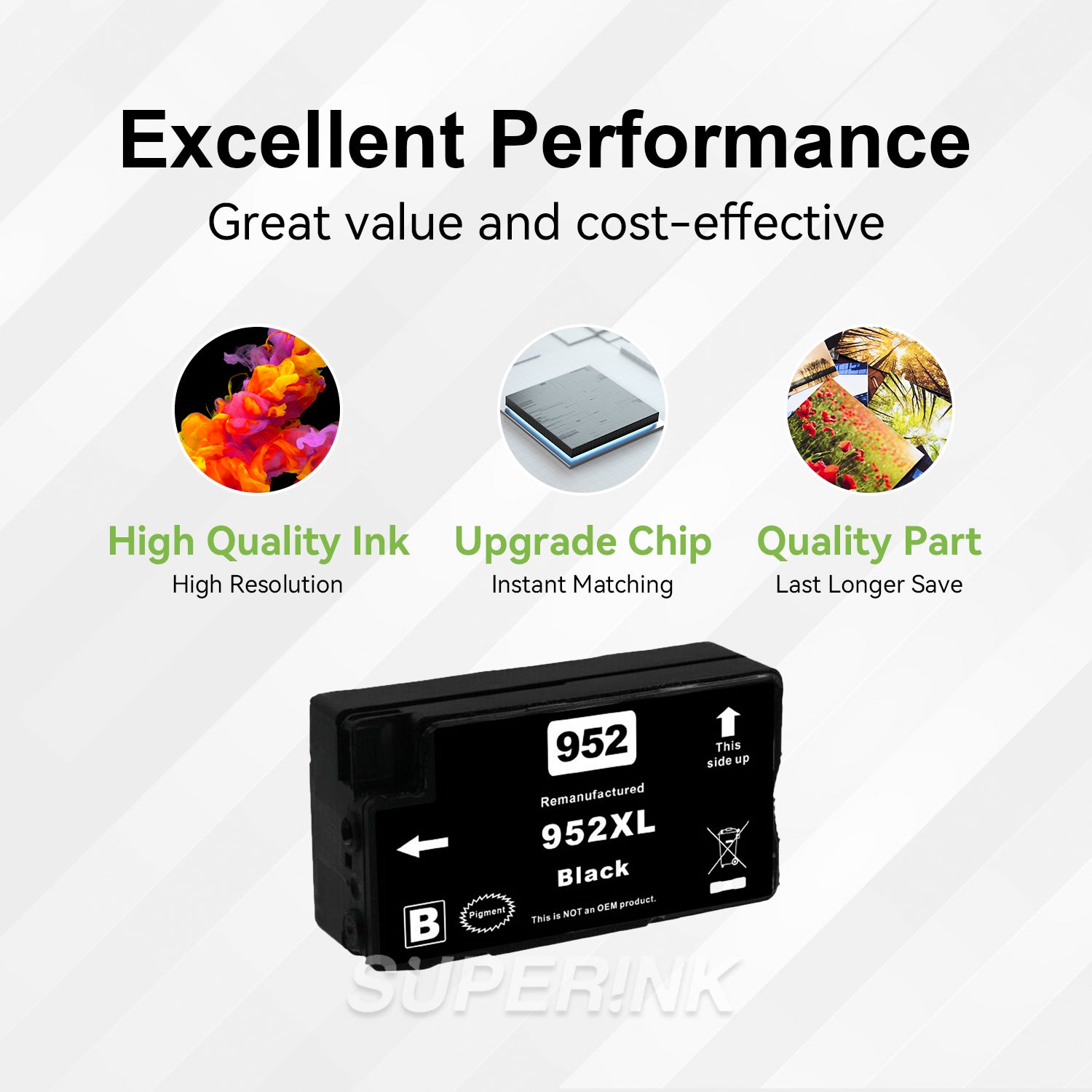 Cartouche d'encre noire HP 952XL compatible (F6U19AN) par Superink