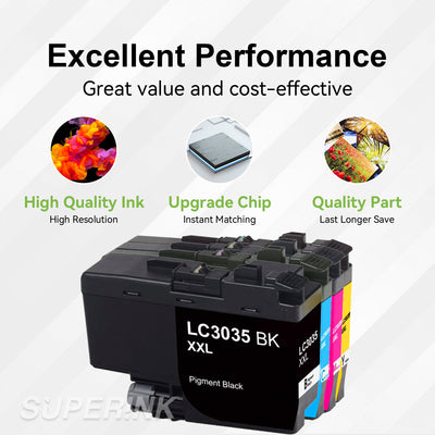 Compatible Brother LC3035 XXL Combo Ink Cartridge BK/C/M/Y by Superink