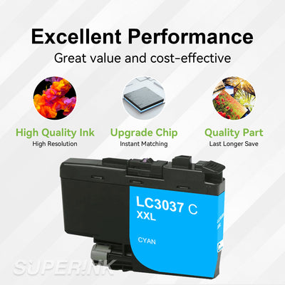 Compatible Brother LC3037XXL Cyan Ink Cartridge by Superink