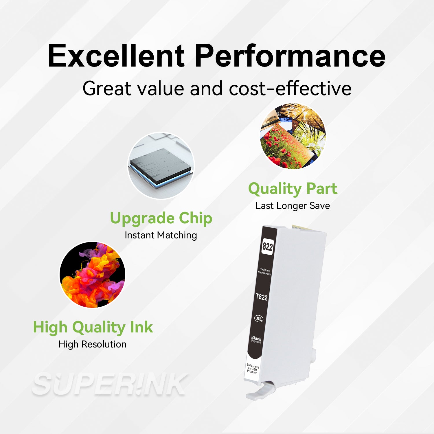 Compatible Epson T822XL Black High Yield Ink Cartridge
