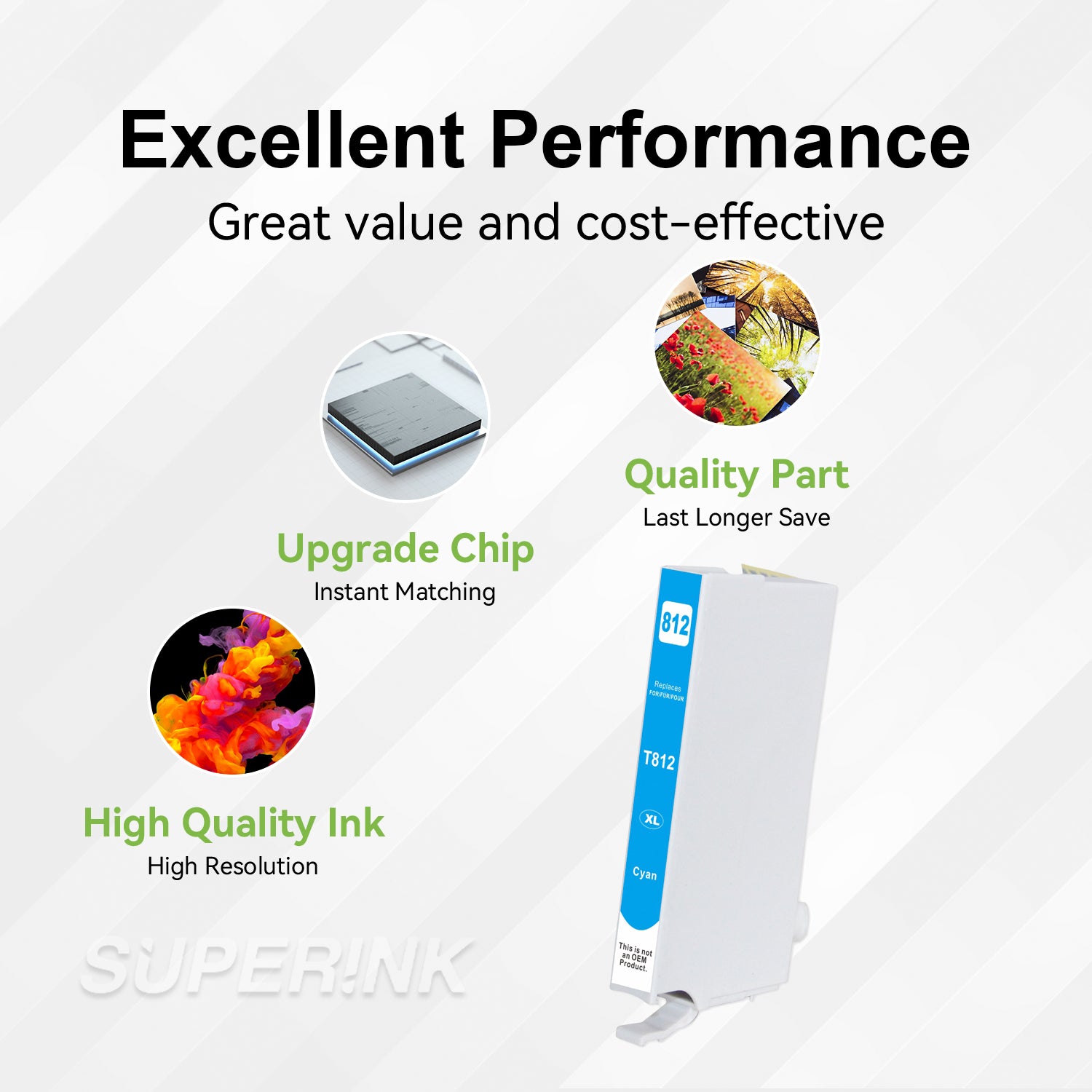 Compatible Epson T812XL Cyan High Yield Ink Cartridge