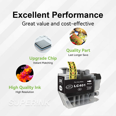 Compatible Brother LC401 Black Ink Cartridge High Yield by Superink