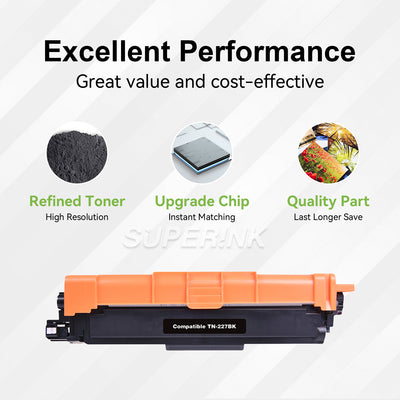 Compatible TN-227 Black Toner Cartridge WITH CHIP by Superink