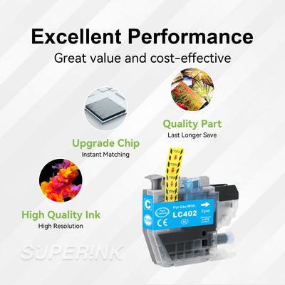 Compatible Brother LC402XL Cyan Ink Cartridge High Yield by Superink