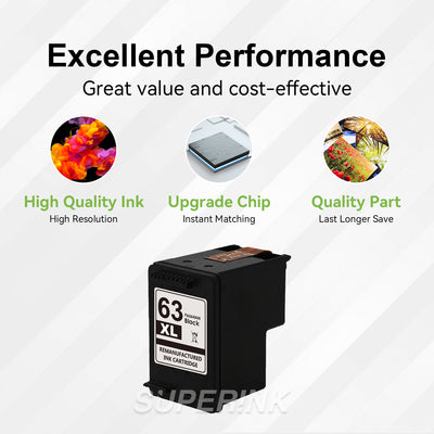 Compatible HP 63XL (HP F6U64AN) Black Ink Cartridge By Superink