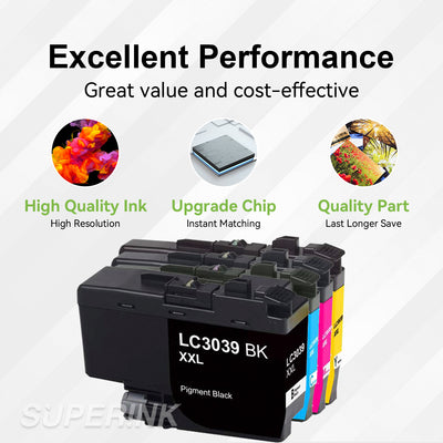 Compatible Brother LC3039XXL Combo Ink Cartridge BK/C/M/Y by Superink
