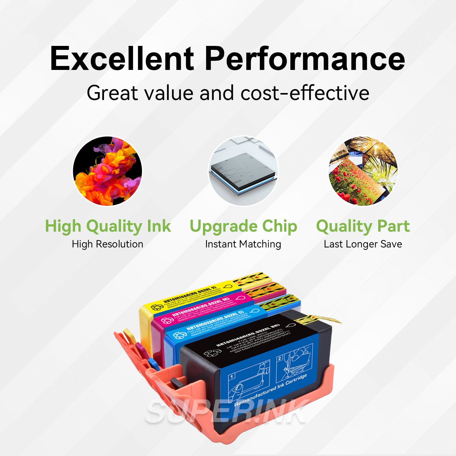 Cartouche d'encre compatible HP 902XL Combo BK/C/C/M/Y By Superink