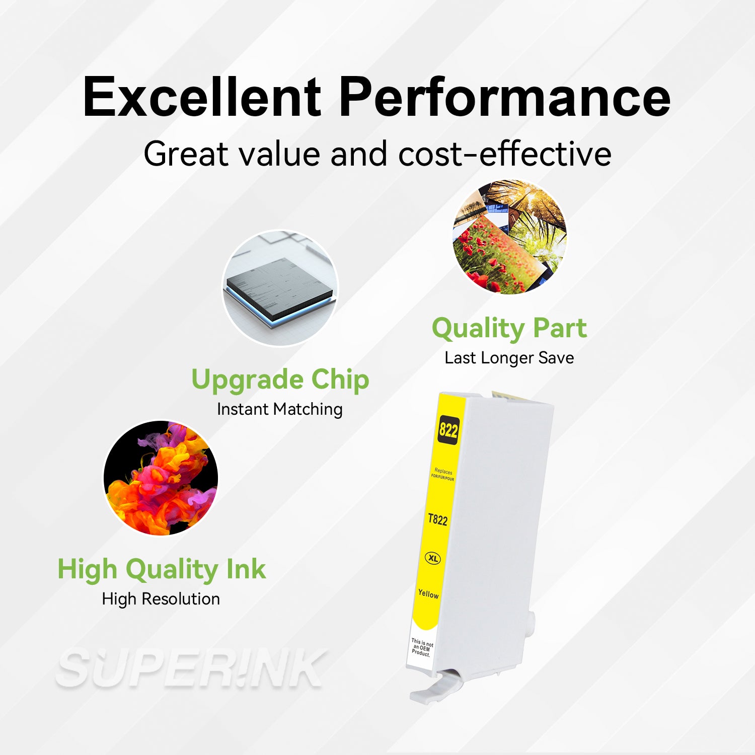 Compatible Epson T822XL Yellow High Yield Ink Cartridge