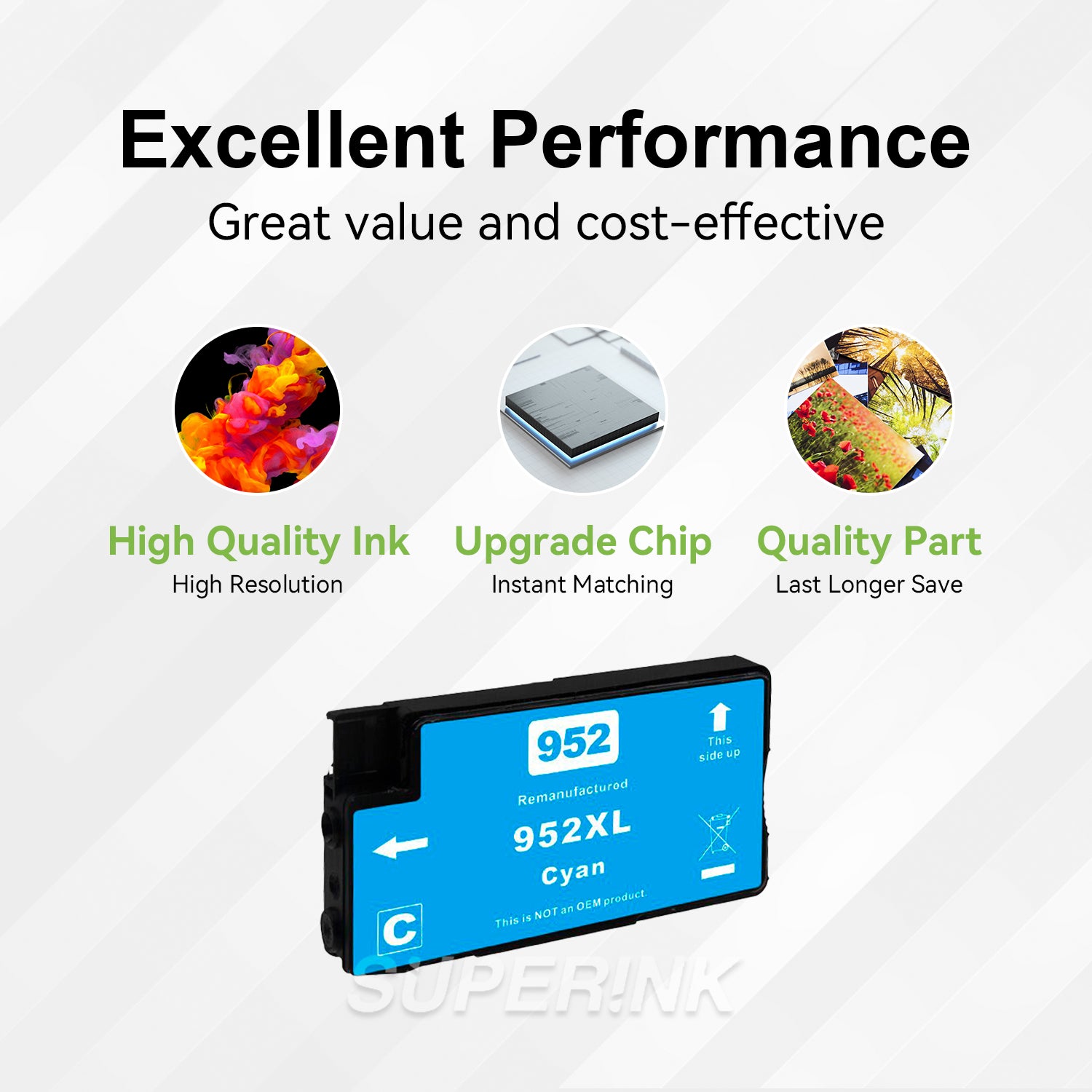 Cartouche d'encre cyan HP 952XL compatible (L0S61AN) par Superink