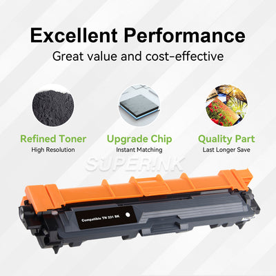 Compatible Brother TN-221 Black Toner Cartridge High Yield by Superink
