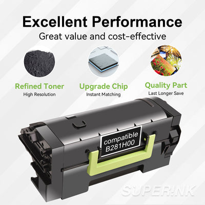 Compatible Lexmark B281H00 B281000 High Yield Black Toner Cartridge