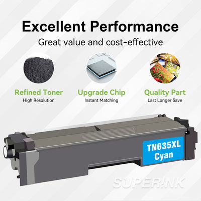 Compatible Brother TN635 / TN635XL Cyan Toner Cartridge High Yield