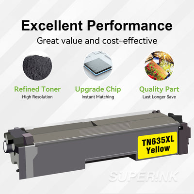 Compatible Brother TN635 / TN635XL Yellow Toner Cartridge High Yield