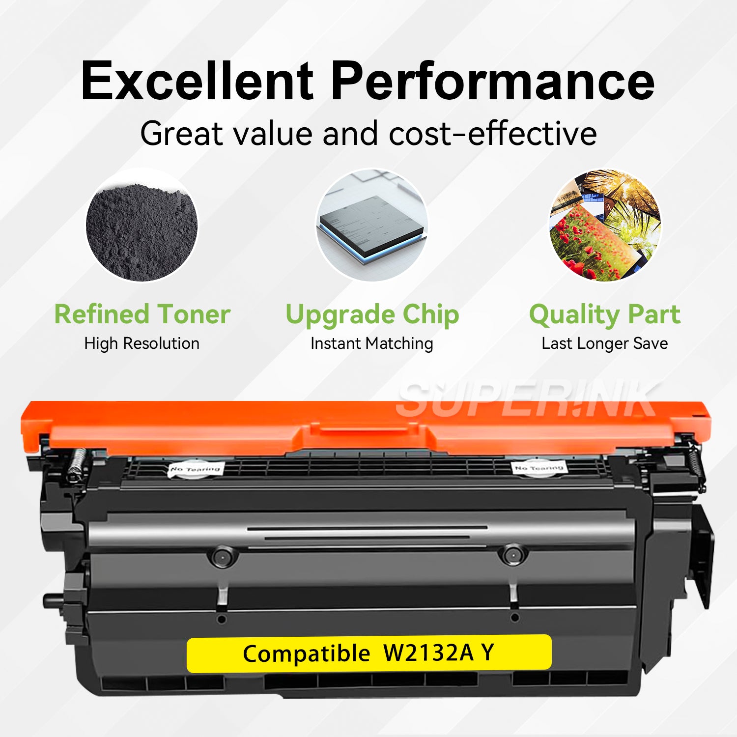 Compatible HP W2132A / 213A With Chip Yellow Toner By Superink